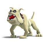 a smart comic dog. 3D render with clipping path and shadow over white