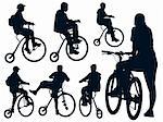 Cycling people. Collection of shapes. Vector illustration.