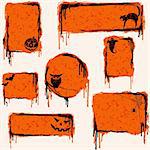 7 orange, grungy banners and buttons with a halloween theme. Graphics are grouped and in several layers for easy editing. The file can be scaled to any size.