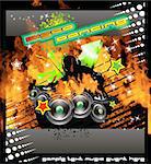 Hot Flames Musical DJ Background for Discoteque Flyers