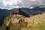 Storm clouds approaching the Lost City of Machu Picchu near Cusco, Peru.