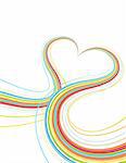 Vector illustrator of Colorful lines crossing each other on heart shape