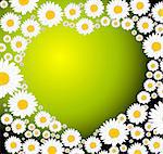 Green heart made from small flowers