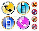 Collection of colourful phone icons, web elements, vector illustration. All elements are on separate layers for easy editing and color change.