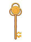 3d golden key with house symbol isolated