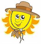 Sun in scout hat - vector illustration.
