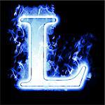 Burning Letter with Cold Blue flames - Ice Flame Alphabet