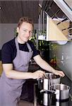 Man preparing a nice meal in a modern kitchen