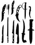 knifes silhouettes - vector illustration black and white color