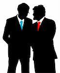 Two businessmen talking about a business plan. Isolated white background. EPS file available.