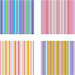 Four retro (seamless) vector stripe patterns in bright colors