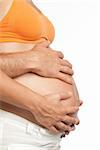 Pregnant Woman Belly with a White background