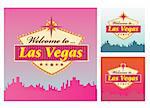 Las Vegas Welcome Sign in 3 color variants. Vector Illustration.
