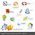 vector icons: shiny and 3d - set 2