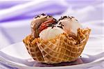 close up ice cream with chocolate knick knackery