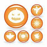 A set of buttons for Halloween. Vector illustration.