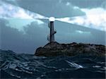 lighting  lighthouse in the storm weather landscape ( 3d rendering)