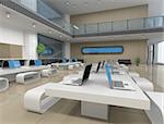 conceptual design of modern office interior (3D rendering)