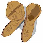 Vector illustration of cowboy boots looking top down