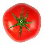 Red tomato . Isolated over white .