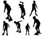 Roller silhouettes. Vector art in EPS format. All silhouette organized in layers for usability.