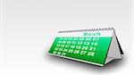 Green Calender with white background