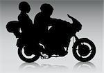 Vector drawing motorcyclist. Silhouette on white background