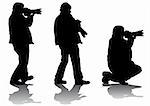Vector image of professional photographers with equipment at work