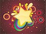 brown rays background with colorful artwork illustration