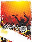 A crowd of party people vector with music concept