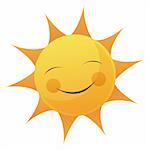 artoon illustration of a sun with a smile face.