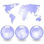 Glossy blue globes with different views. Available in both jpeg and eps8 formats.