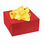 vector illustration of red gift box golden ribbon