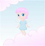 Vector image of a cartoon cute little angel