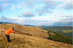 Carpathian Mountains (Ukraine) autumn landscape and photographer