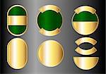 Set of green and gold badges. Available in jpeg and eps8 formats.