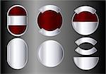 Set of silver and red badges. Available in jpeg and eps8 formats.