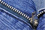 Close-up picture of denim trousers with an open zipper