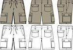 men cargo shorts in different side view