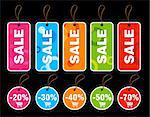 Collection of colorful sale tags