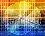 Illustration of financial trends data and business pie chart