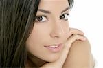 beautiful brunette indian woman beauty closeup portrait over white