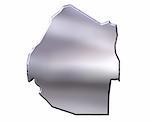 Swaziland 3d silver map isolated in white