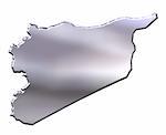 Syria 3d silver map isolated in white