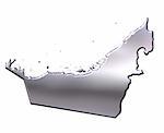United Arab Emirates 3d silver map isolated in white