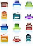 Set of 12 printer icons.