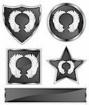 Set of 3D black chrome icons - wings.