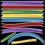 Set of 3D flowing ribbon banners - assorted colors.