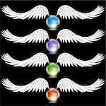 Set of 4 wings with 3D chrome circle middle.