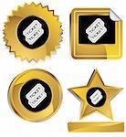 Set of 3D gold and black chrome icons - tickets